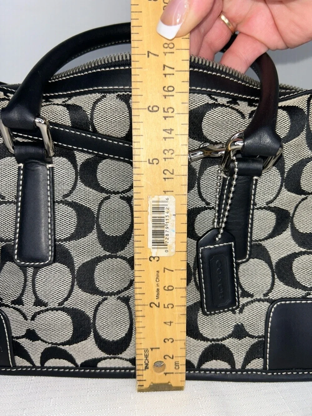 Coach Vintage Black Satchel with Leather Trim and Chrome Hardware